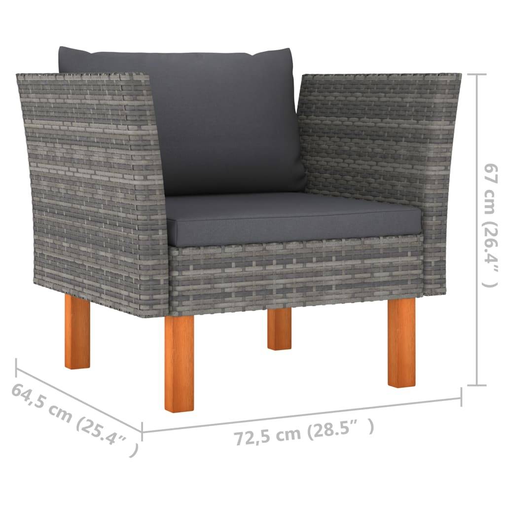 Helloshop26 - Salon de jardin meuble d'extérieur ensemble de mobilier 8 pièces résine tressée et bois d'eucalyptus gris - Imagen 9