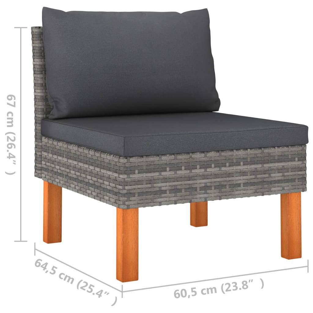 Helloshop26 - Salon de jardin meuble d'extérieur ensemble de mobilier 8 pièces résine tressée et bois d'eucalyptus gris - Imagen 7