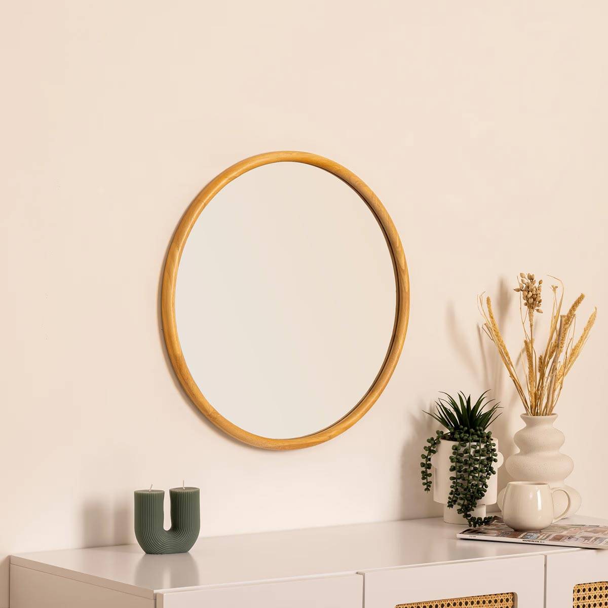 Miroir Mural Rond "Kim" 55cm Naturel - Image 4