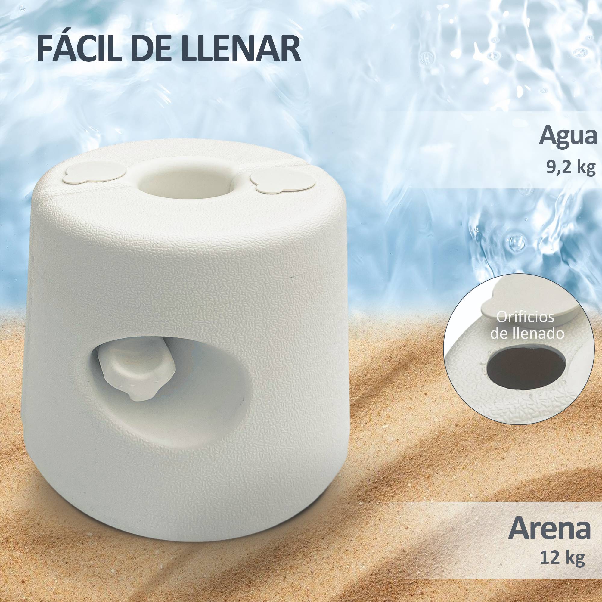 Lot de 4 Poids de Lestage pour Tonnelle et Barnum Remplissable Sable ou Eau Blanc - ComfortXL Outdoor Living - Image 7