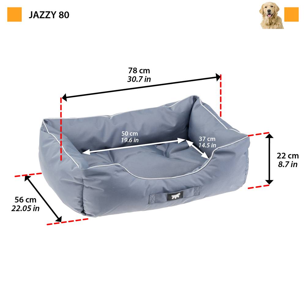 Ferplast - Ferplast Panier Chien Coussin Chien Grande Taille Tissu anti-rayures Lavable en machine à 30°CMatelas pour chien imperméable 78 x 56 x 22 cm.Gris - Imagen 2