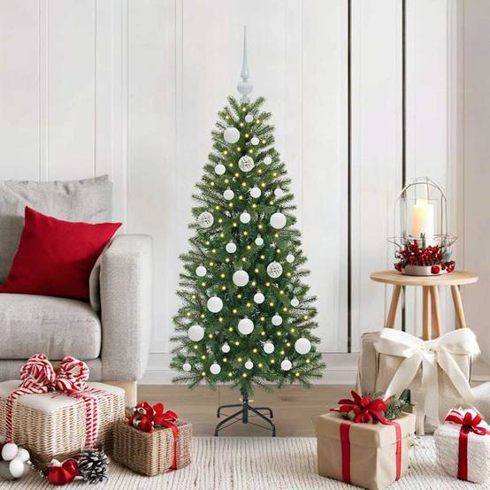 Sapin de Noël | Arbre de Noël artificiel avec 150 LED Vert 120 cm PE et PVC Maison Chic - Image 2