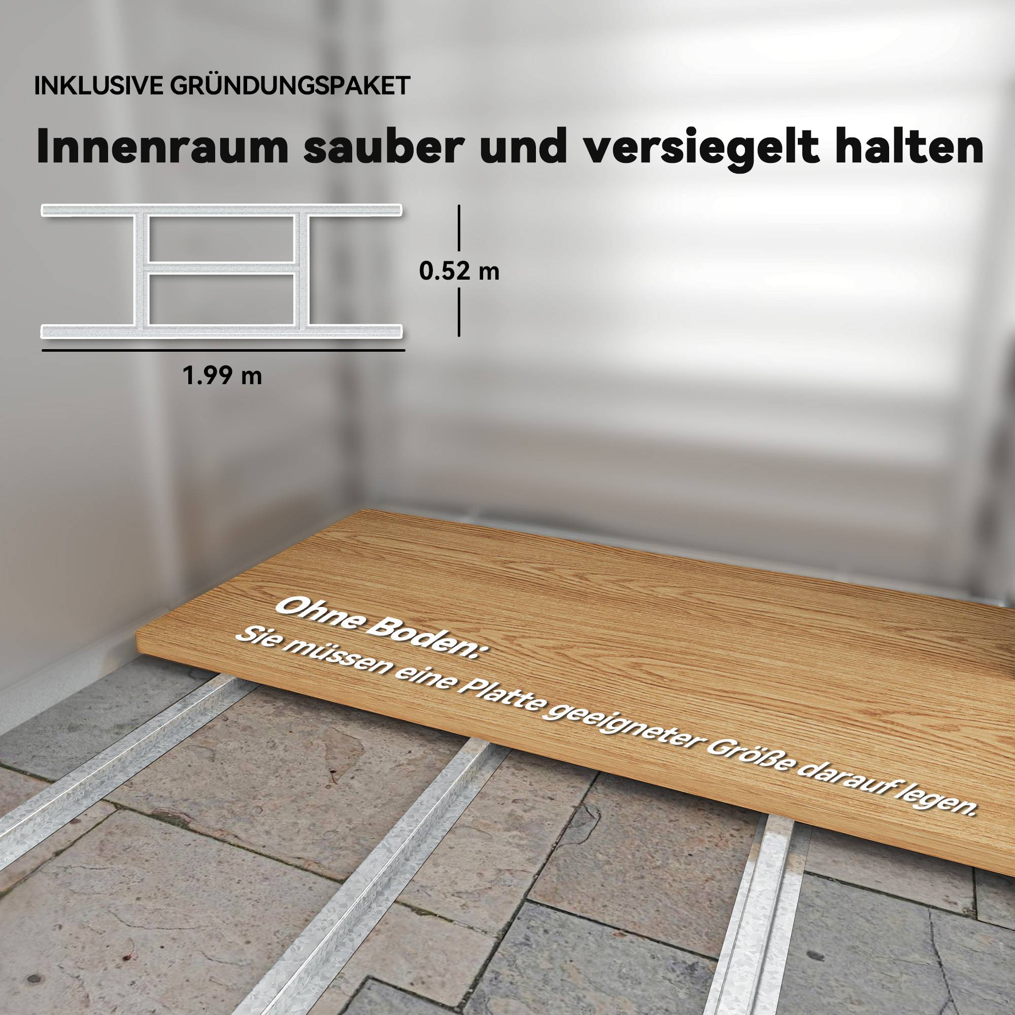 Abri 2,43m² 213x131x192cm outillage toit double pente porte coulissante verrouillable étanche gris - Image 9