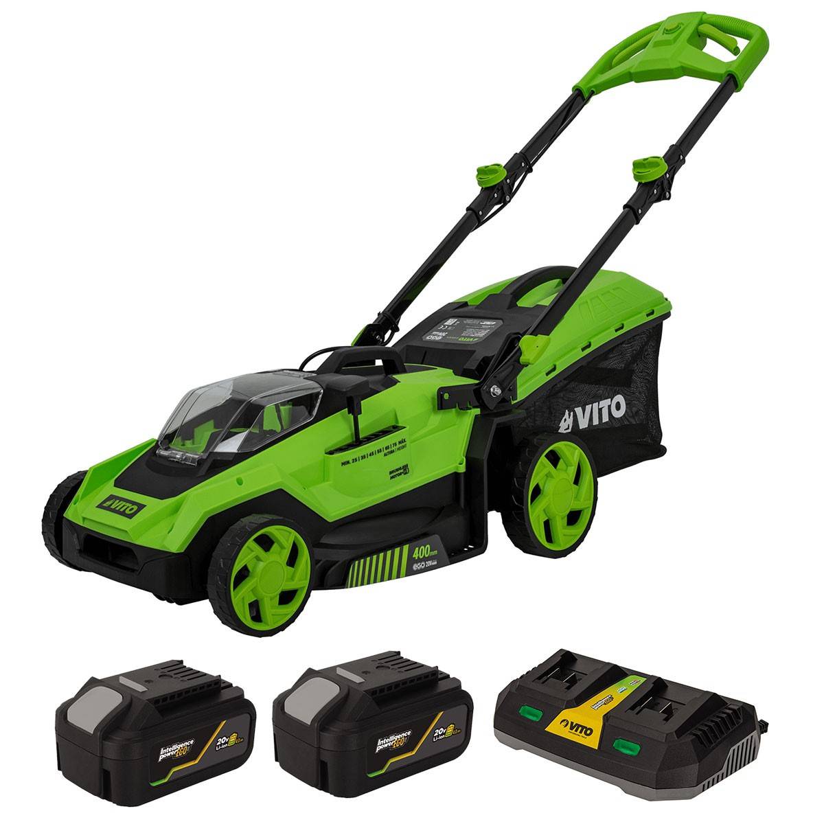 Tondeuse à gazon 40V -2 Batteries lithium 4.0Ah Chargeur Double Moteur Brushless 600m2 VITO - Imagen 1