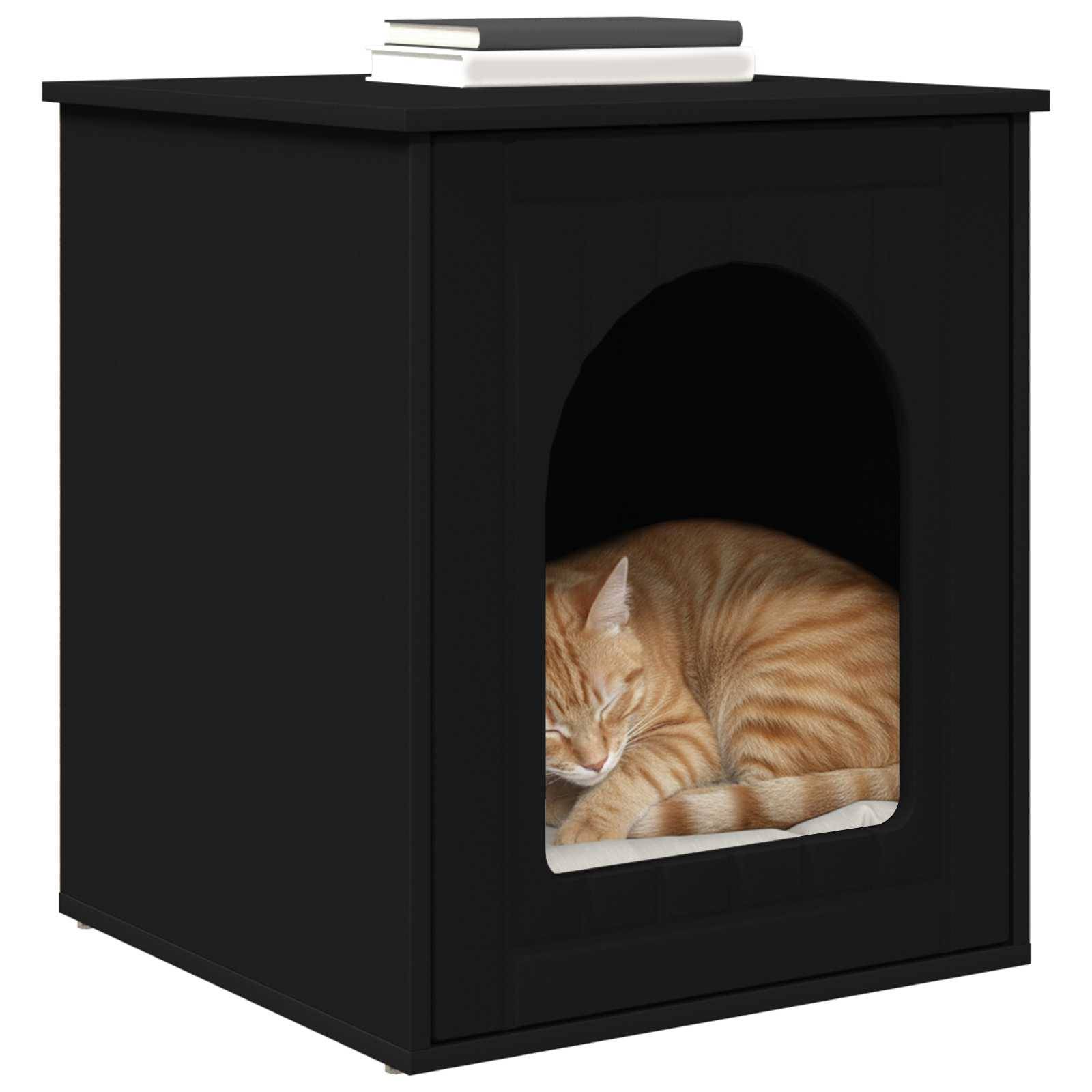 Vidaxl - Maison pour chat Noir 53 x 52 x 62 cm Bois d'ingénierie vidaXL 8000708 - Image 4