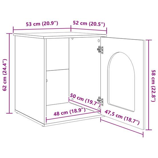 Vidaxl - Maison pour chat Noir 53 x 52 x 62 cm Bois d'ingénierie vidaXL 8000708 - Image 3