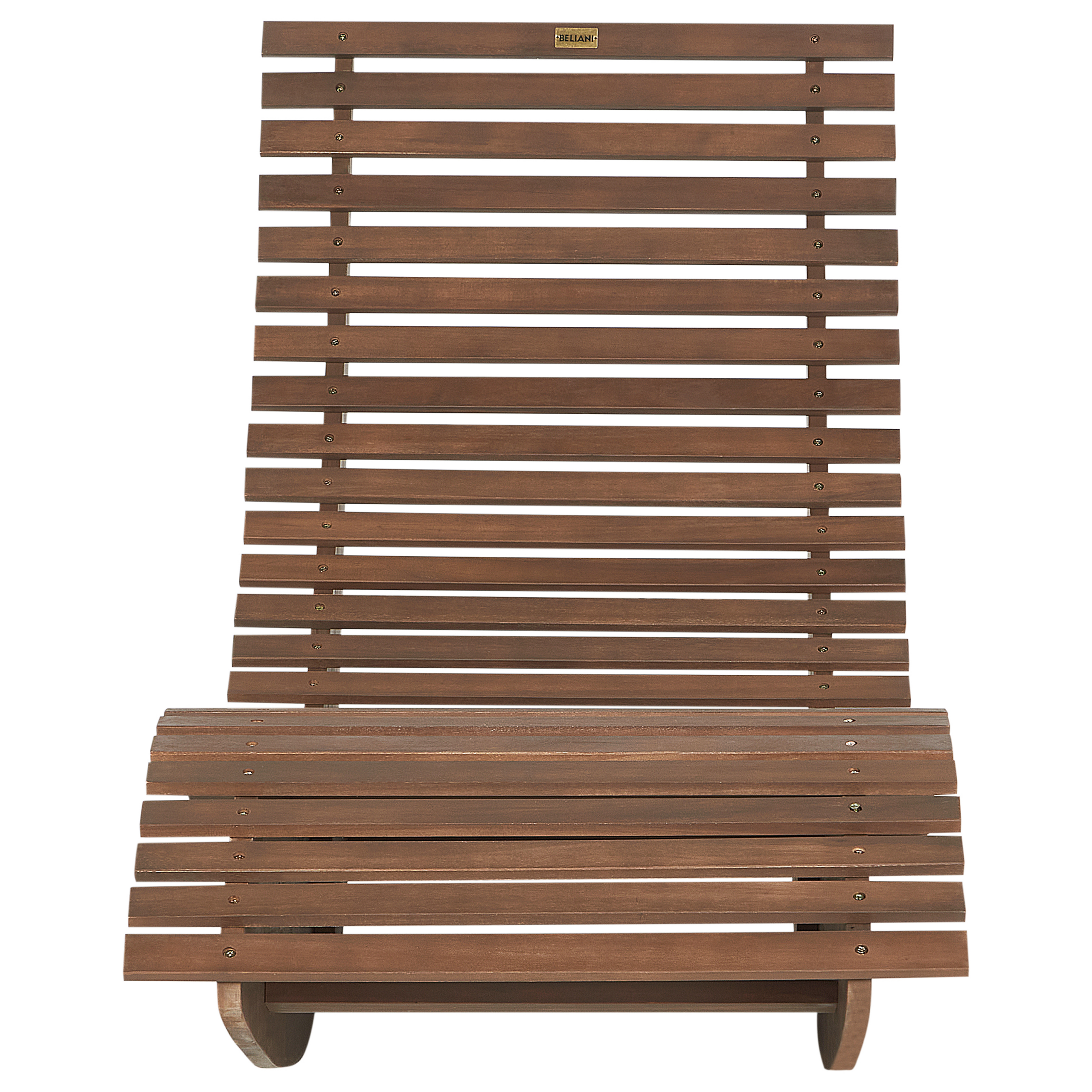Beliani - Chaise Longue à Bascule Bois Foncé en Bois d'Acacia avec Coussin Rouge Patio Terrasse Jardin à Lattes - Imagen 6