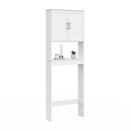 Meuble étagère dessus WC WALDO placard bois blanc - Image 2