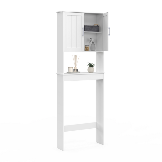 Meuble étagère dessus WC WALDO placard bois blanc - Image 4
