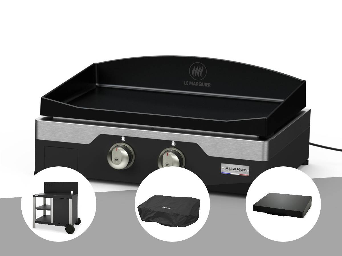 Lemarquier - Kit plancha électrique Allure 260 Duo Le Marquier + Desserte + Couvercle + Housse