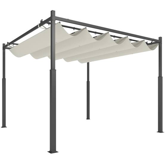 Pergola Autoportante 3x3m Acier Toit Rétractable Magnétique Protection UV30+ Crème - ComfortXL Outdoor Living - Image 1
