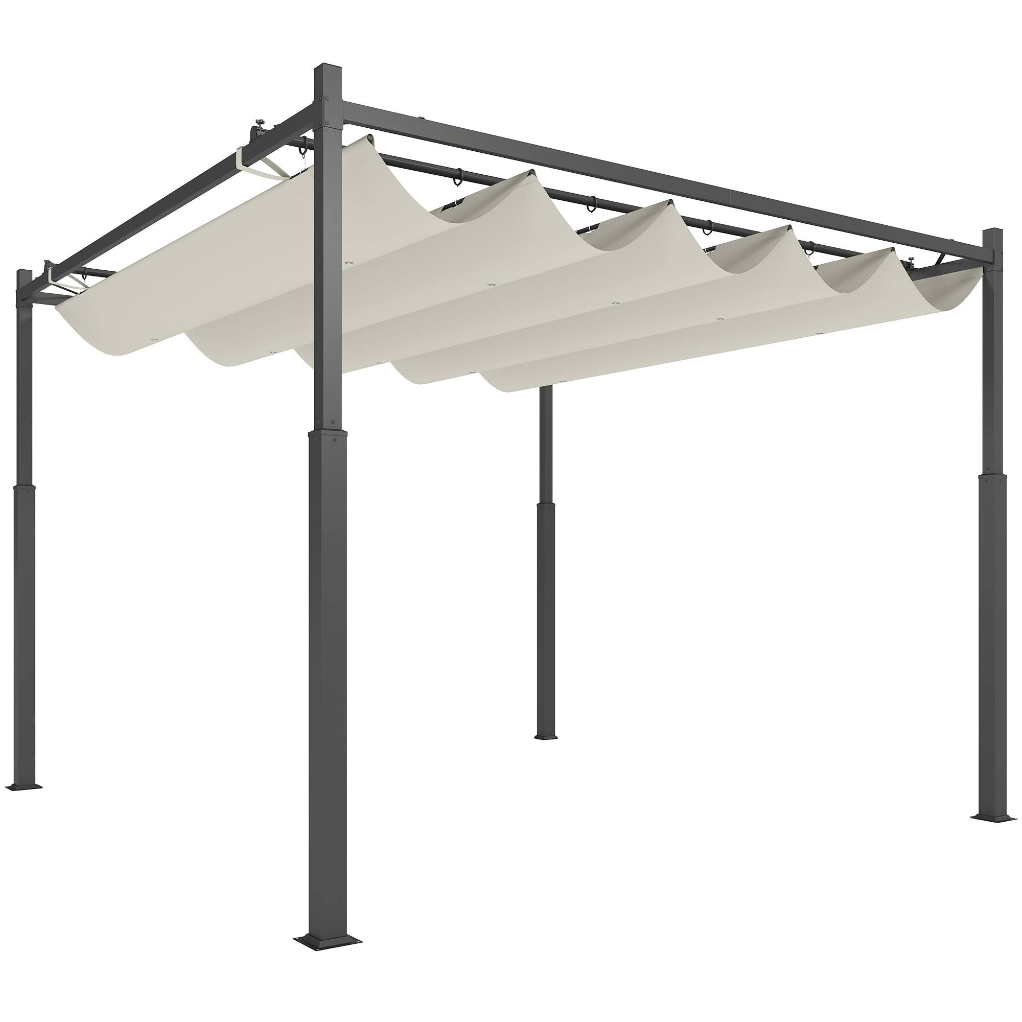 Pergola Autoportante 3x3m Acier Toit Rétractable Magnétique Protection UV30+ Crème - ComfortXL Outdoor Living - Image 1
