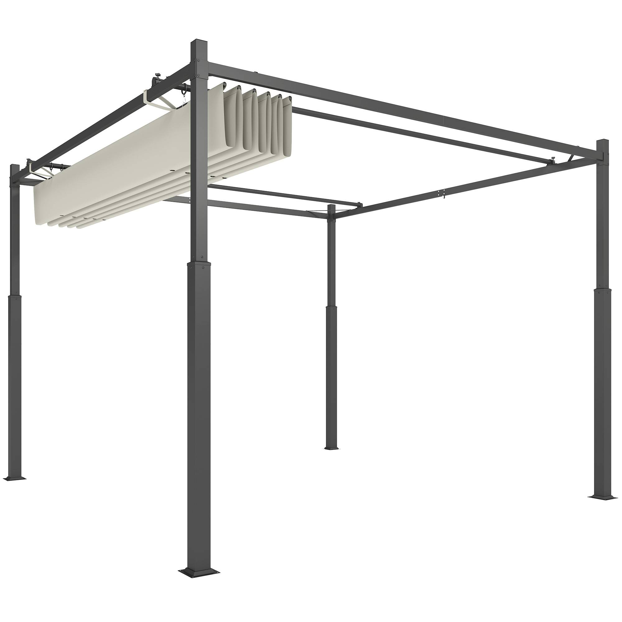 Pergola Autoportante 3x3m Acier Toit Rétractable Magnétique Protection UV30+ Crème - ComfortXL Outdoor Living - Image 2