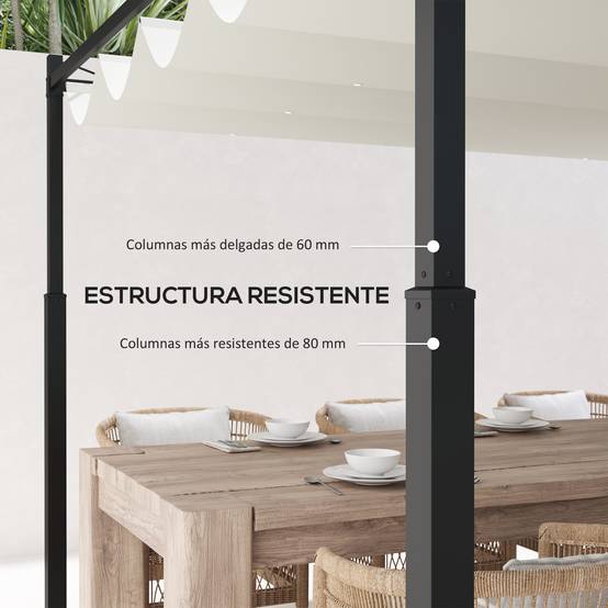 Pergola Autoportante 3x3m Acier Toit Rétractable Magnétique Protection UV30+ Crème - ComfortXL Outdoor Living - Image 7