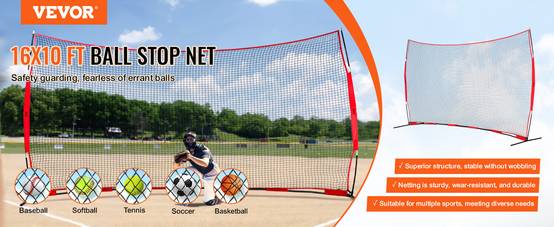 Vevor - VEVOR Filet entraînement baseball 507x312 cm, portable, sac transport. Backstop. - Image 9