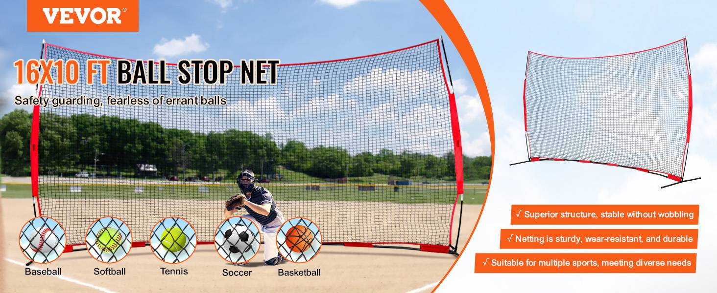 Vevor - VEVOR Filet entraînement baseball 507x312 cm, portable, sac transport. Backstop. - Image 9
