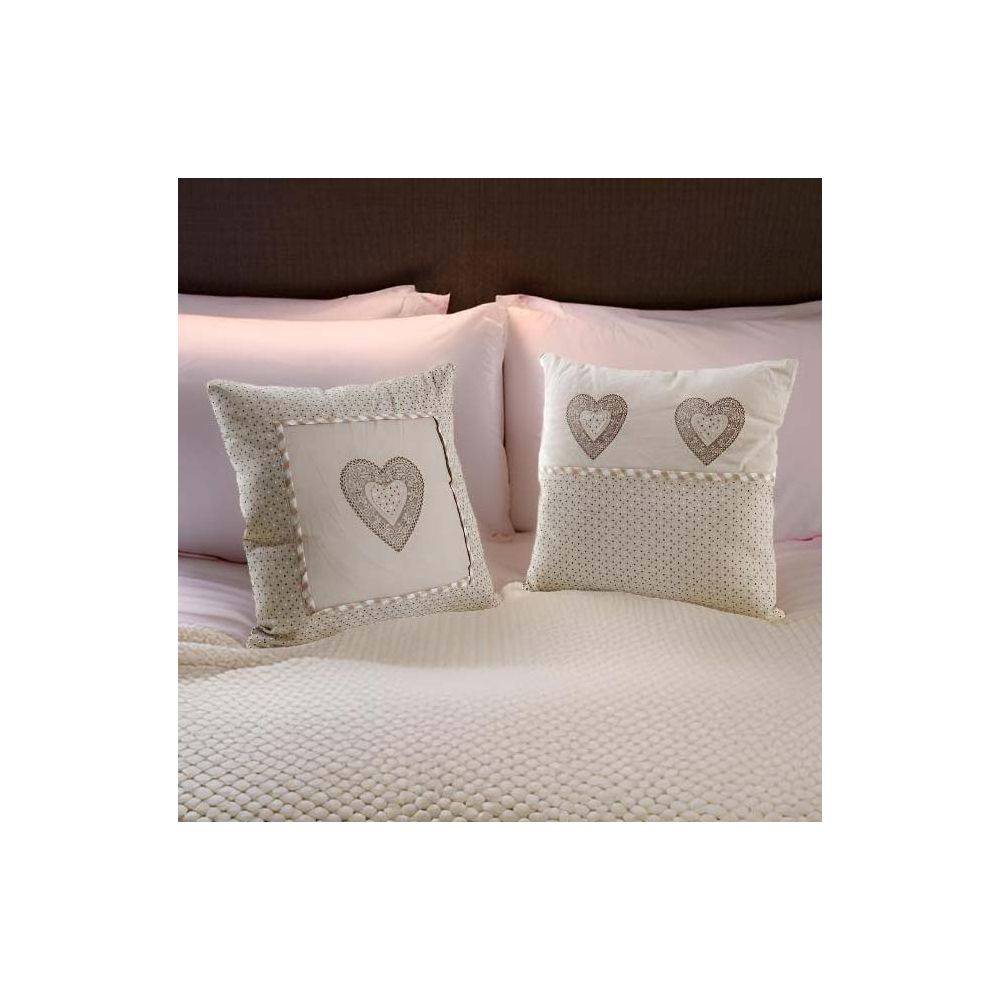 Aubry Gaspard - Coussins carrés coeur en coton et lin (Lot de 2) - Imagen 2
