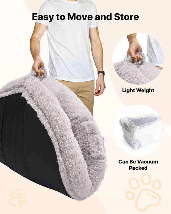 Vevor - VEVOR Lit pour chien et humain 171x100x24 cm, mousse à mémoire orthopédique, housse amovible lavable, poche latérale, base antidérapante, gris. - Image 7