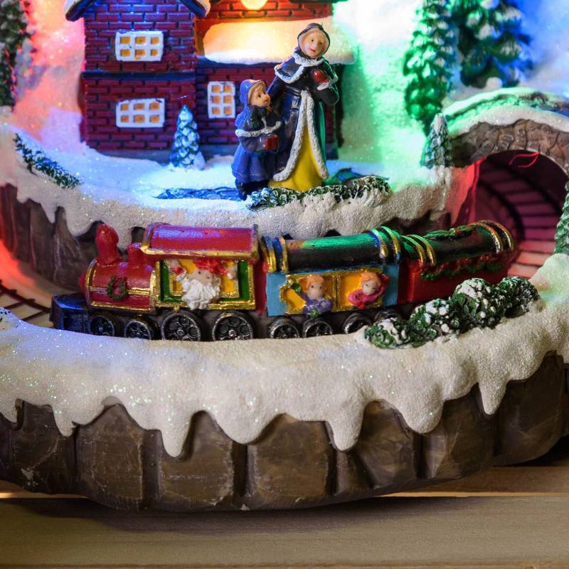 Lotti - Village de noël à LED Paysage Enneigé Petit Train avec Mouvement en Rotation Musique 22CM Lotti - Imagen 5