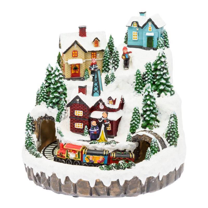 Lotti - Village de noël à LED Paysage Enneigé Petit Train avec Mouvement en Rotation Musique 22CM Lotti - Imagen 7