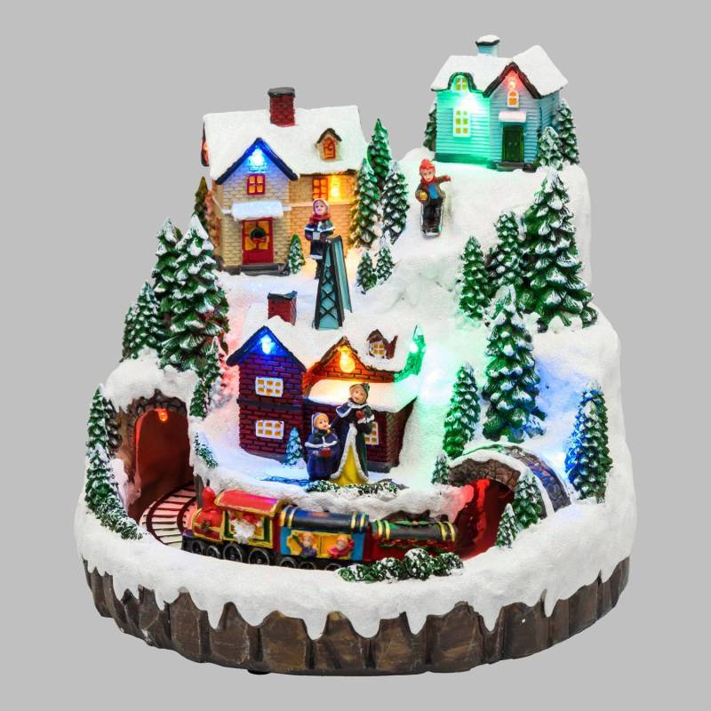 Lotti - Village de noël à LED Paysage Enneigé Petit Train avec Mouvement en Rotation Musique 22CM Lotti - Imagen 9