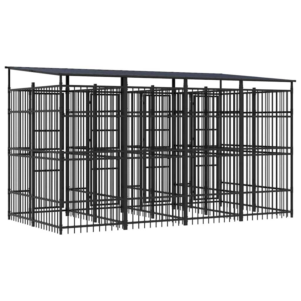 Vidaxl - Chenil d'extérieur avec toit pour chiens Acier 7,37 m² vidaXL 3097949 - Imagen 4
