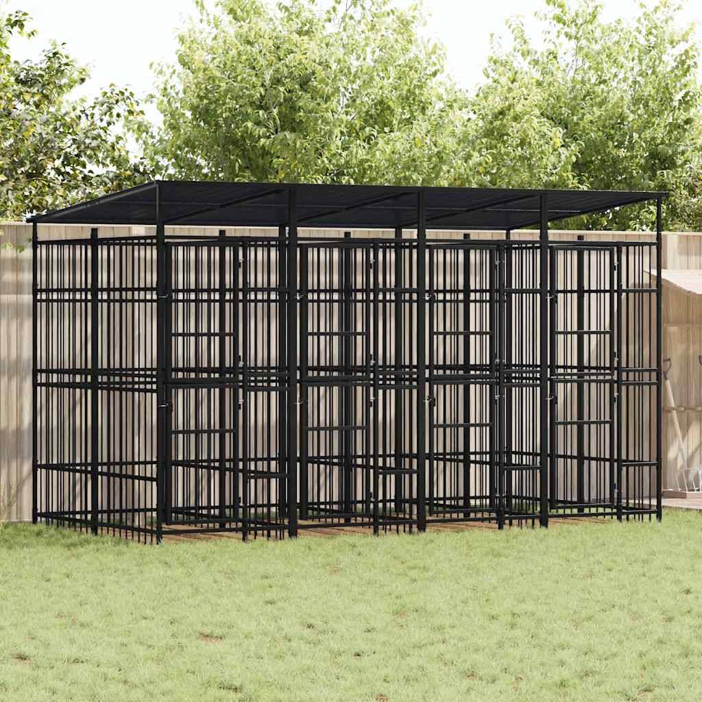 Vidaxl - Chenil d'extérieur avec toit pour chiens Acier 7,37 m² vidaXL 3097949 - Imagen 1