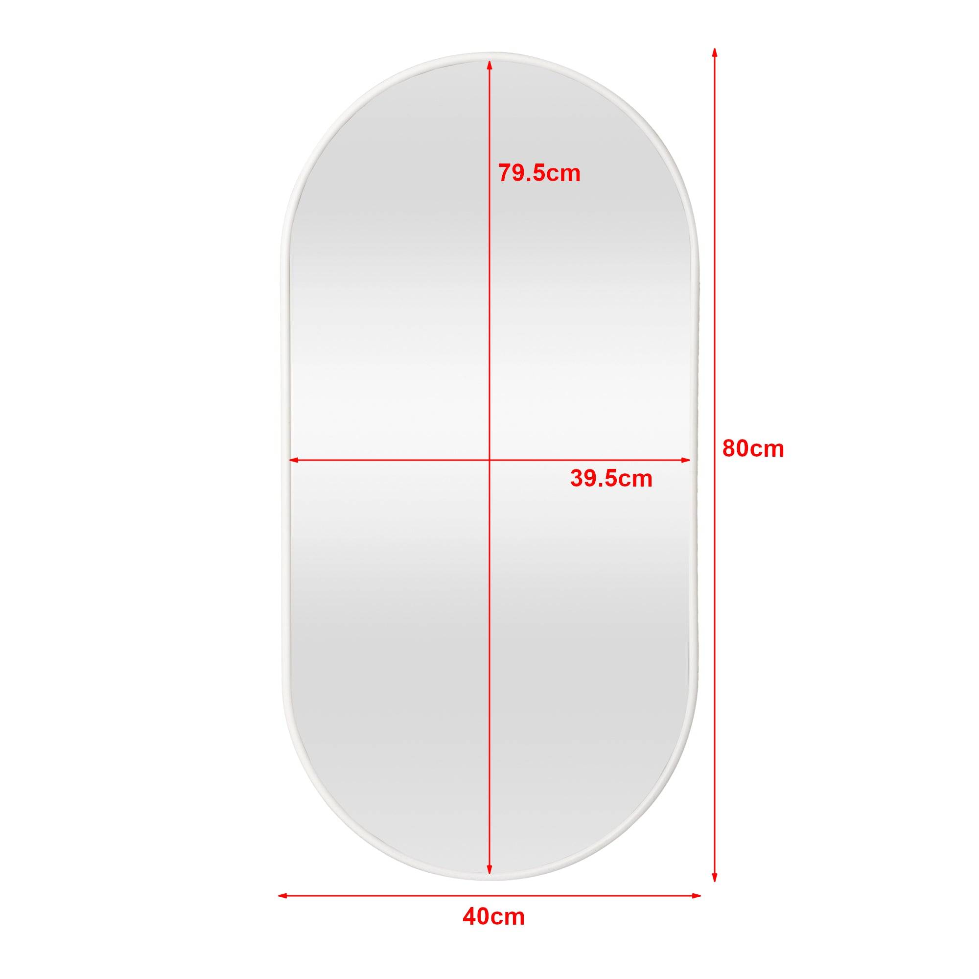 Helloshop26 - Miroir mural ovale 40 x 80 cm blanc mat - Imagen 3