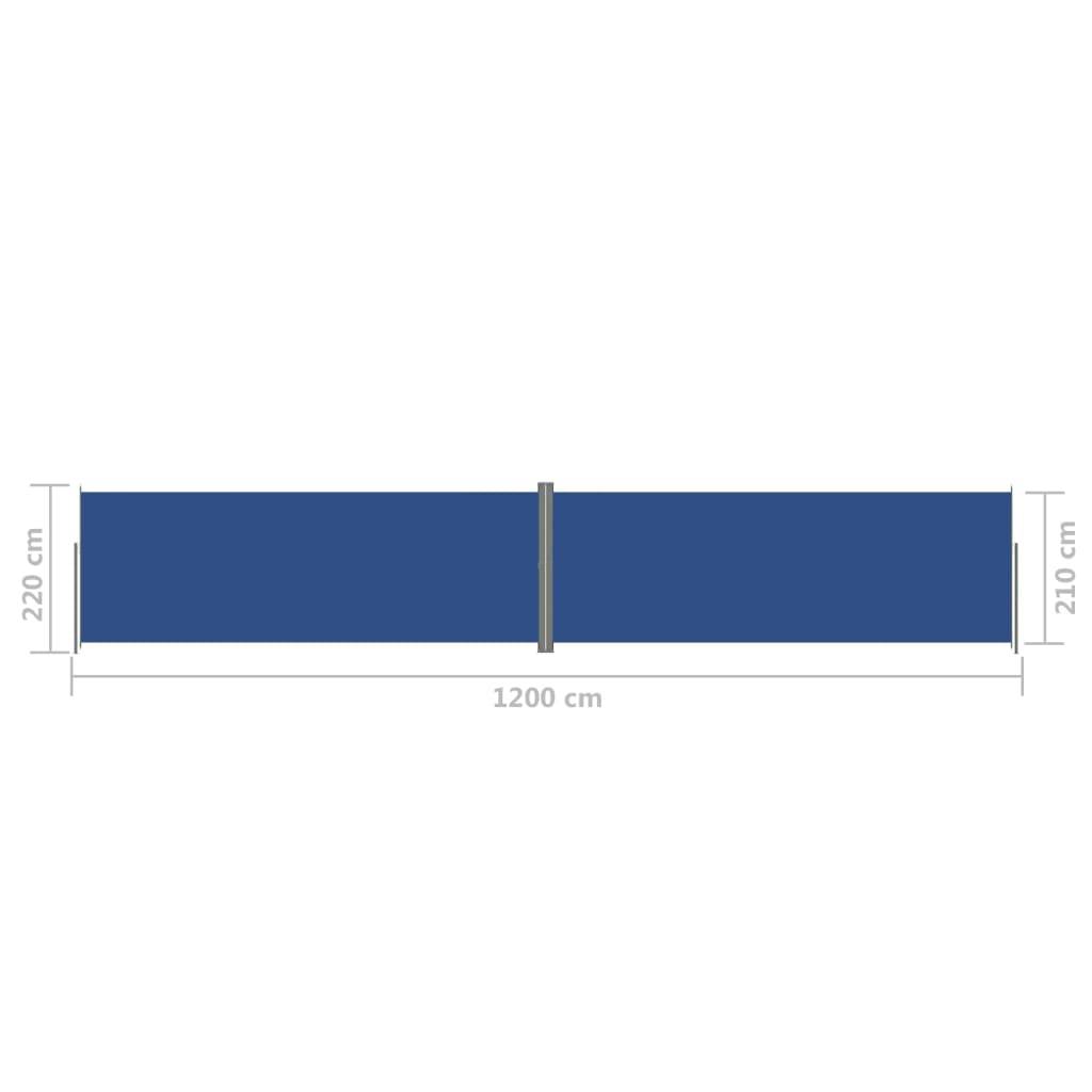 Helloshop26 - Auvent paravent store brise-vue latéral rétractable de patio jardin terrasse balcon protection visuelle écran 220 x 1200 cm bleu - Imagen 6
