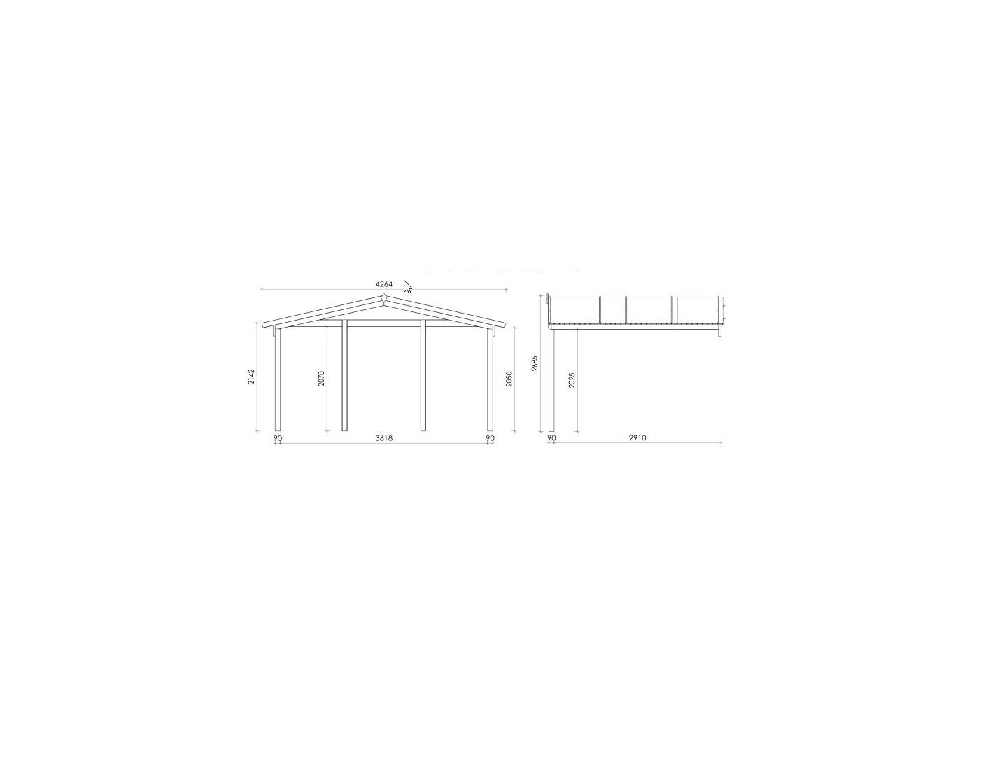 Altanka - Abri de jardin en bois - 4x4 m + terrasse avec balustrade et avant-toit en bois - 28 m2 - DOM611+DOM618+DOM548+POD04 - ALTANKA - Imagen 6