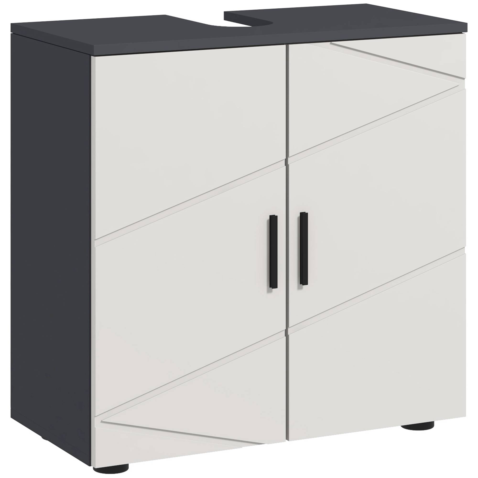 Sans Marque - Meuble salle bain commode salle bain meuble vasque 2 étagères bois gris clair - Image 1
