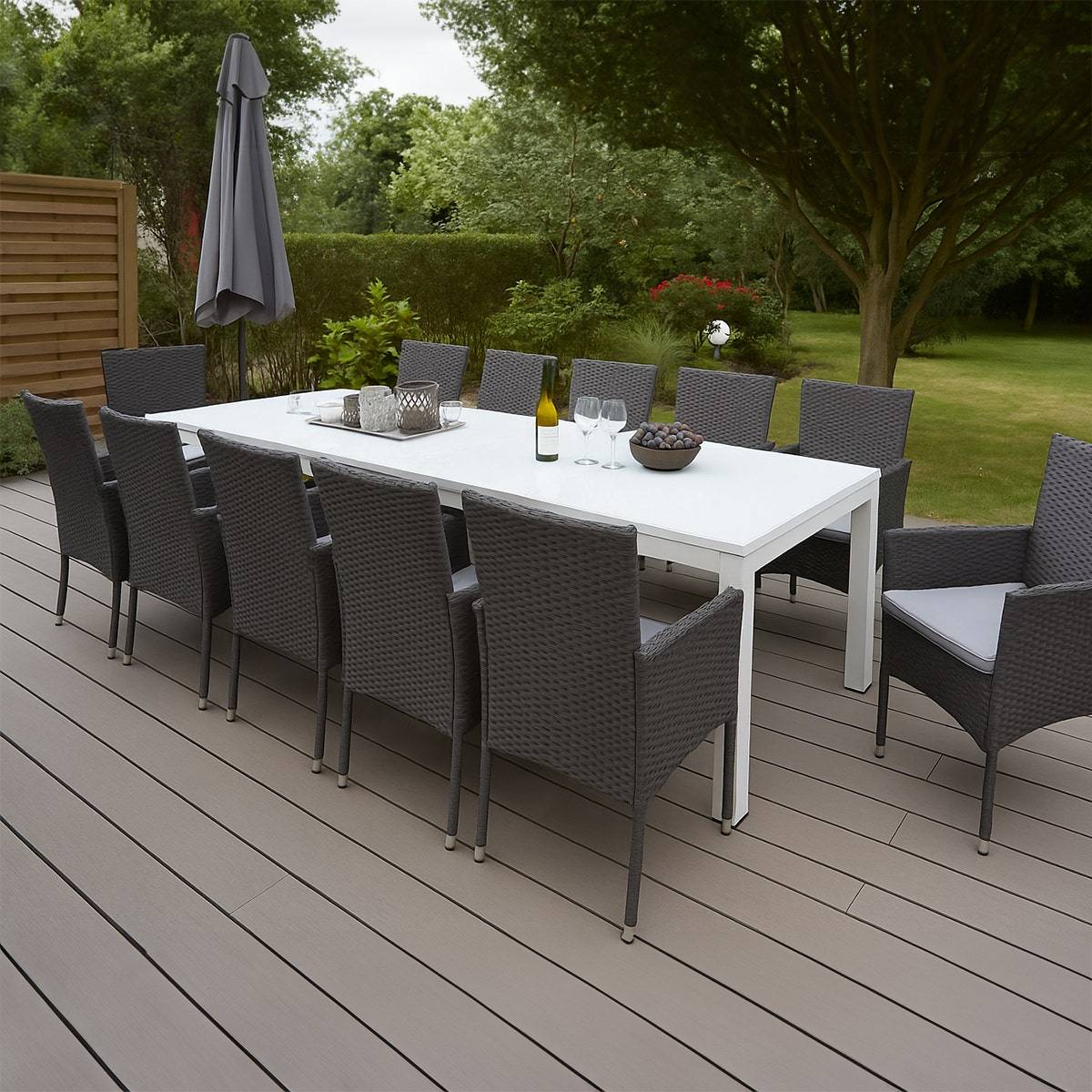 Table de jardin aluminium plateau verre 2,2 m x 1 m x 0,8 m - Image 1