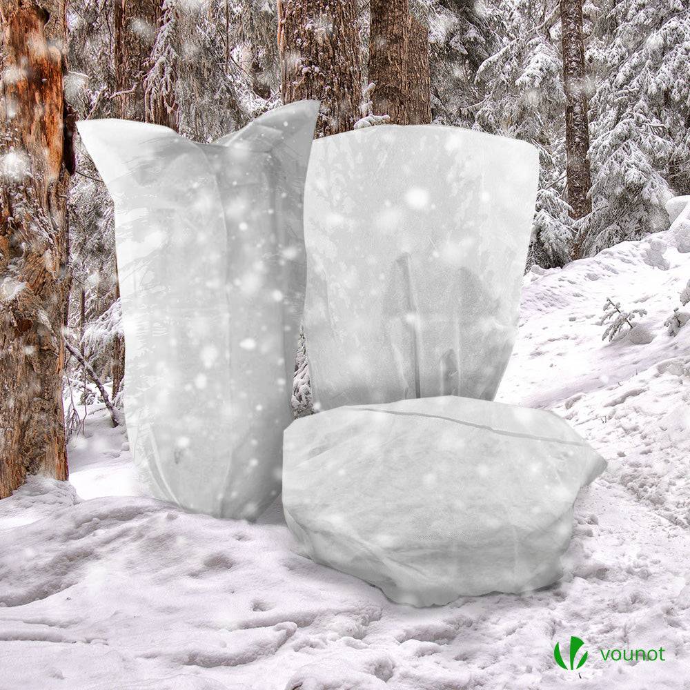 Lot De 3 Housses Hivernage Plantes 90x110 Cm - Voile Anti-Gel Avec Motifs Noël Élégant, Cordon + Fermeture Éclair - Protection Palmiers, Oliviers, Arbres Fruitiers