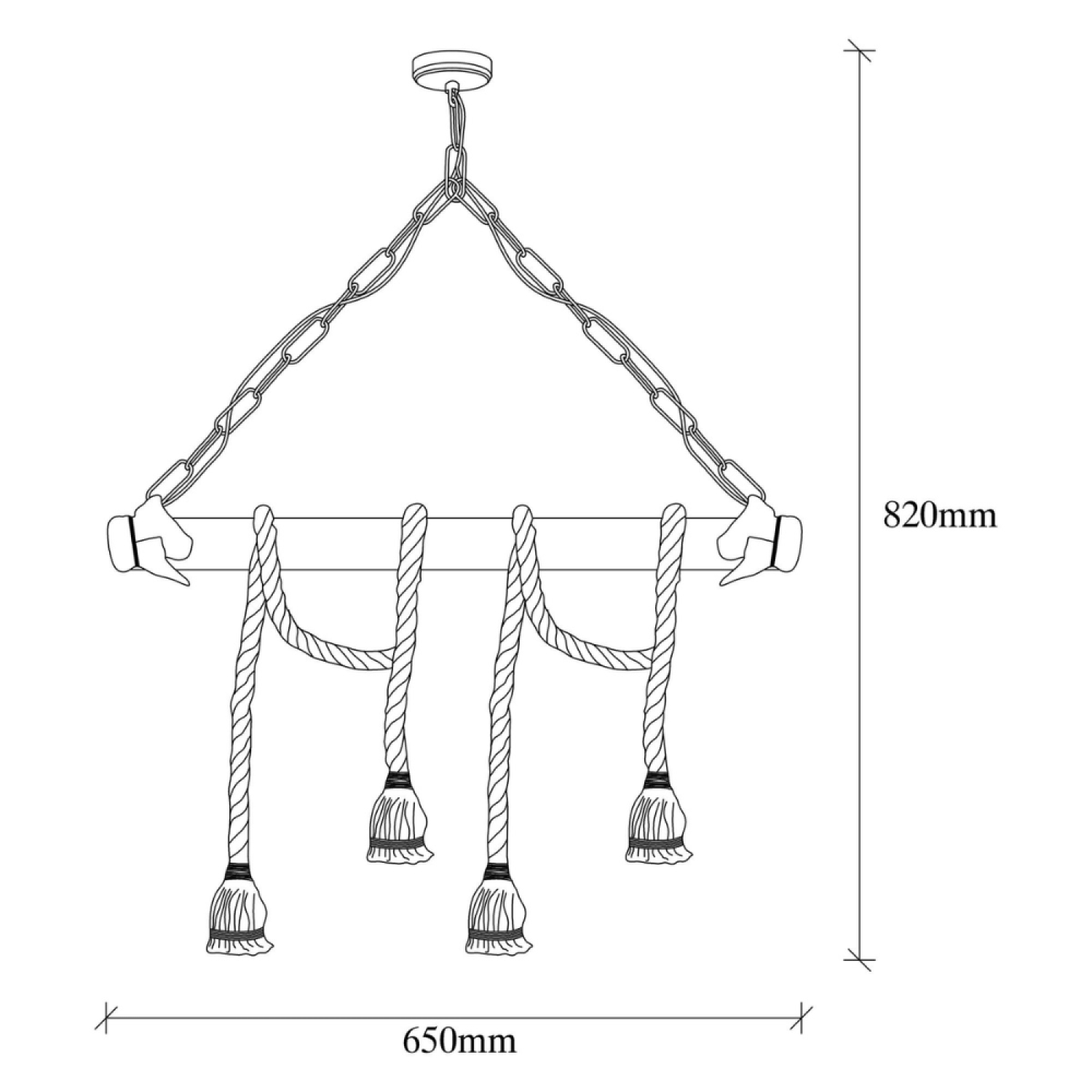 Concept Usine - Suspension rustique filaire 4 lampes cordes et bois LOANE - Image 6