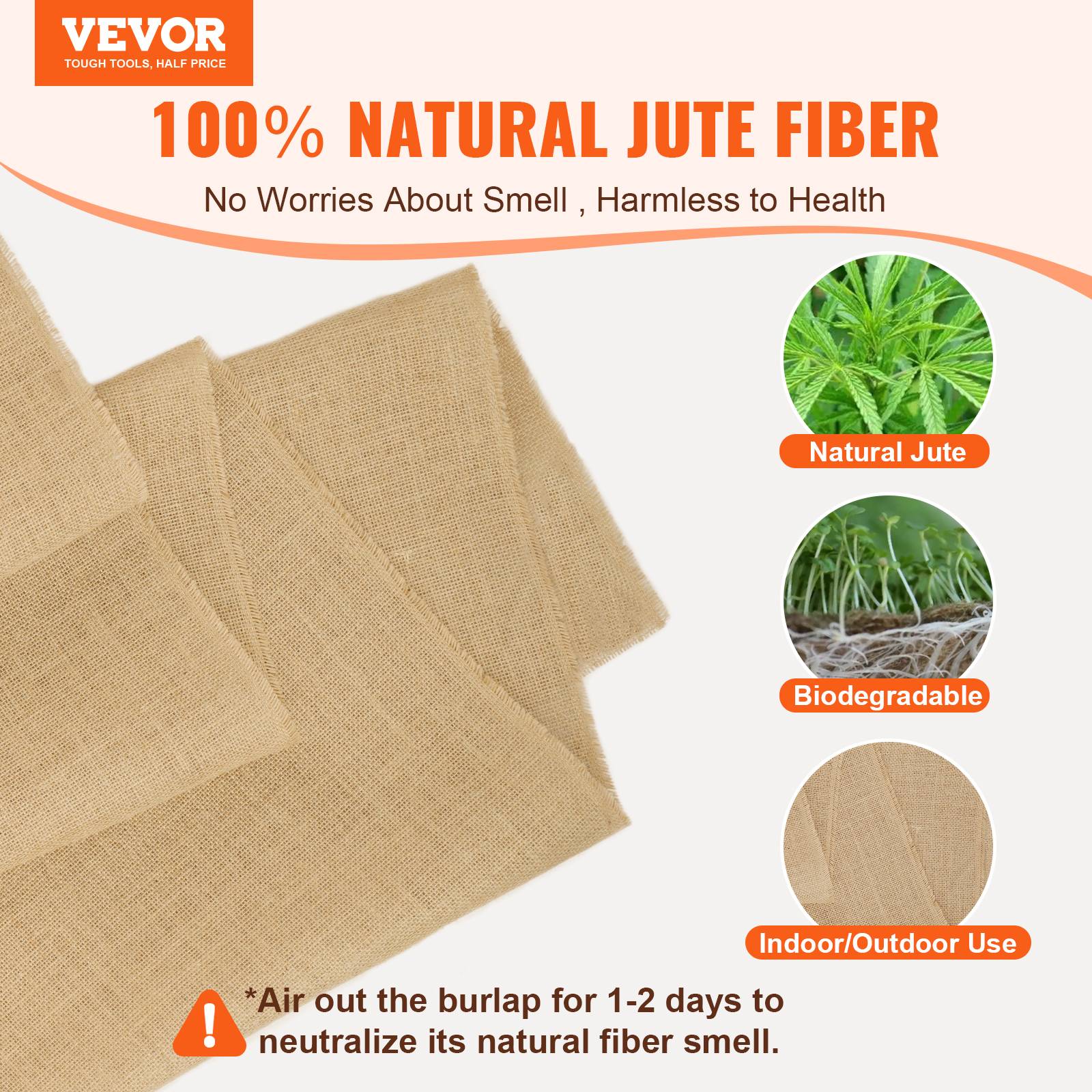 Vevor - VEVOR Rouleau toile de jute 1016 mm x 91,4 m, 50x50, naturel. - Image 2