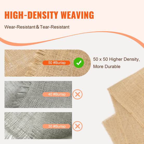 Vevor - VEVOR Rouleau toile de jute 1016 mm x 91,4 m, 50x50, naturel. - Image 3
