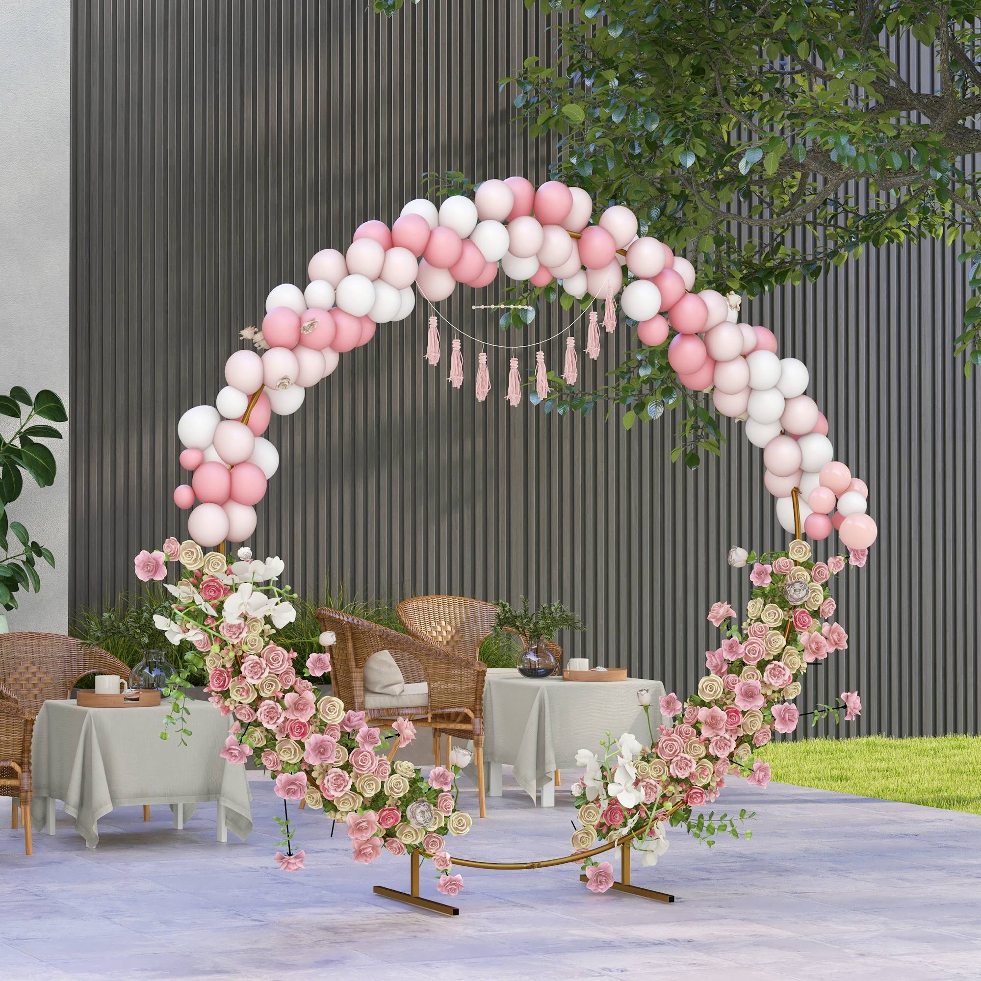 Arche ronde mariage Acier Cérémonies événements Support floral 222x224cm Doré - ComfortXL Outdoor Living - Image 9