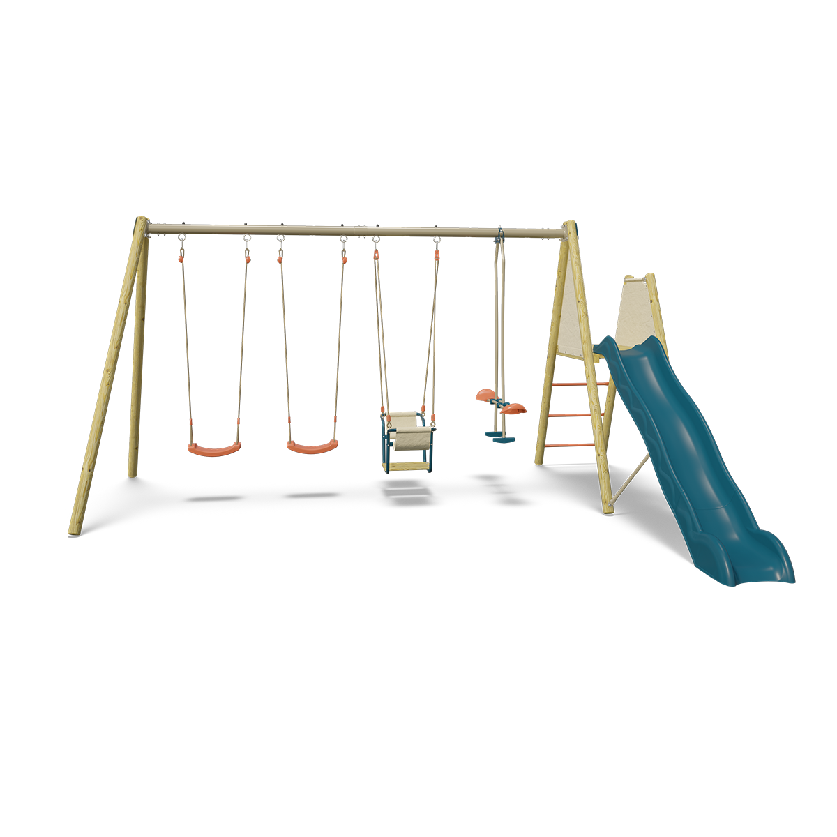 Trigano Jardin - Balançoire toboggan, face à face et nacelle - Techwood MARCY - Trigano - Image 1