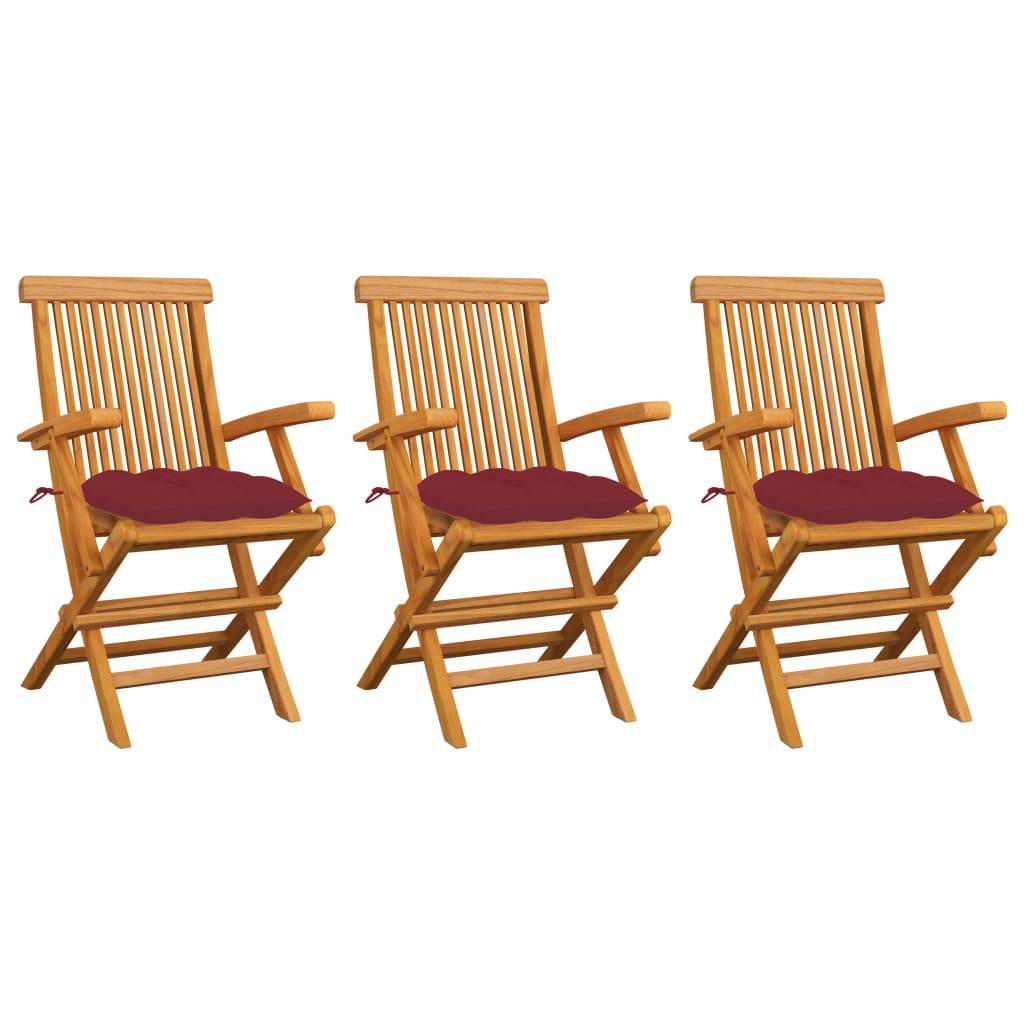 PANGIVO - Chaises de jardin teck rouge bordeaux 55 x 60 x 89 cm - PANGIVO - Image 1