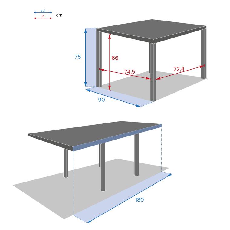 Hesperide - Table de jardin extensible "Piazza" anthracite & graphite 8 places en aluminium traité époxy Hespéride - Image 5