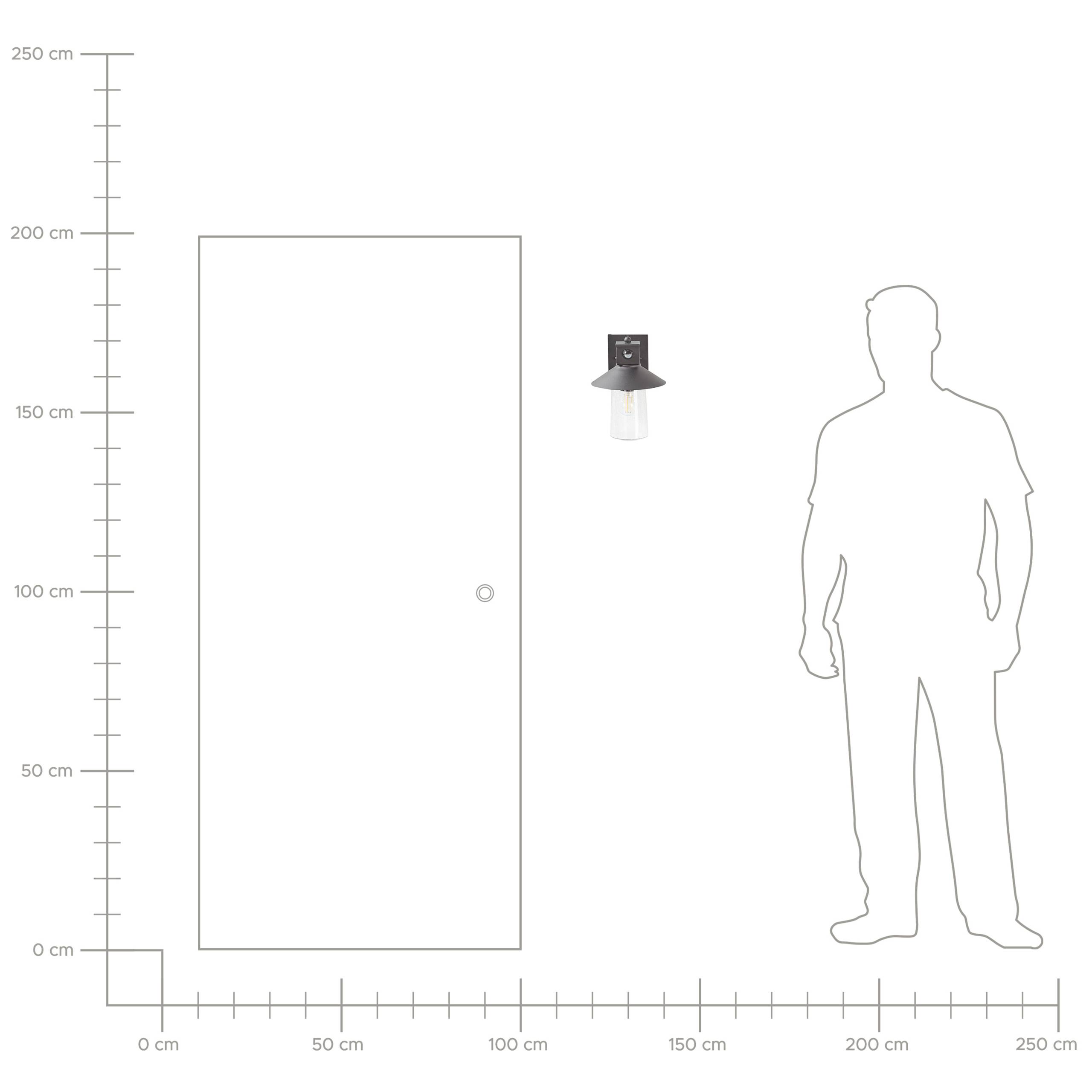Beliani - Applique Murale d'Extérieur Noire en Métal et Verre avec Capteur de Mouvement Protégé Contre les Particules de plus de 1 mm Usage Jardin - Imagen 8
