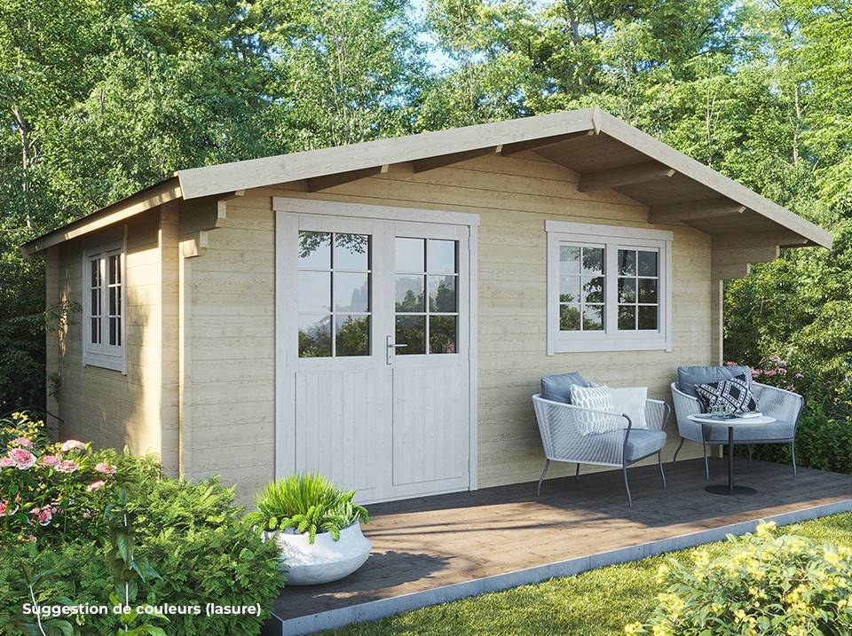 Direct Abris - Chalet de Jardin CLAIRA 18m2 - Epaisseurs des madriers : 44mm - Double Vitrage - Abri de Jardin - Bois Nordique - Imagen 1