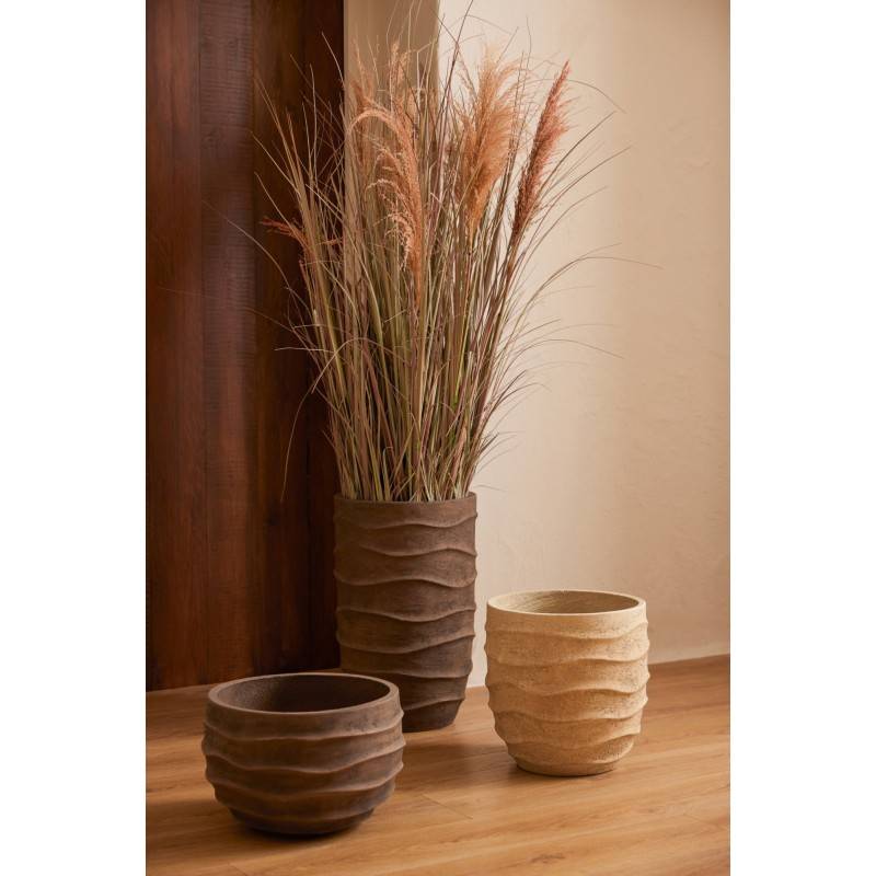 J-Line - Cache-pot extérieur en céramique marron 38x38x24.5 cm - J-Line
