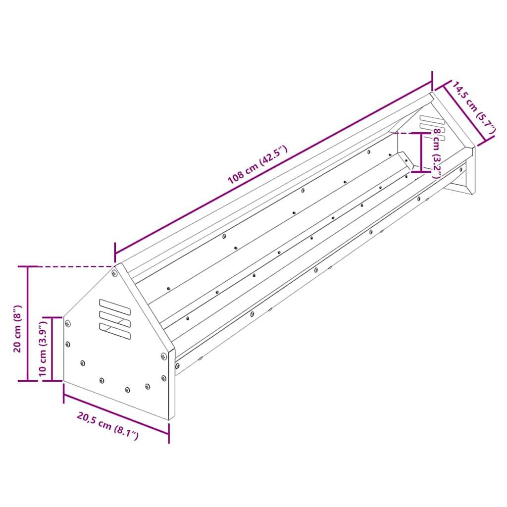Bac Alimentation Volaille Galvanisé Résistant Intempérie Argent - ComfortXL Outdoor Living - Image 8