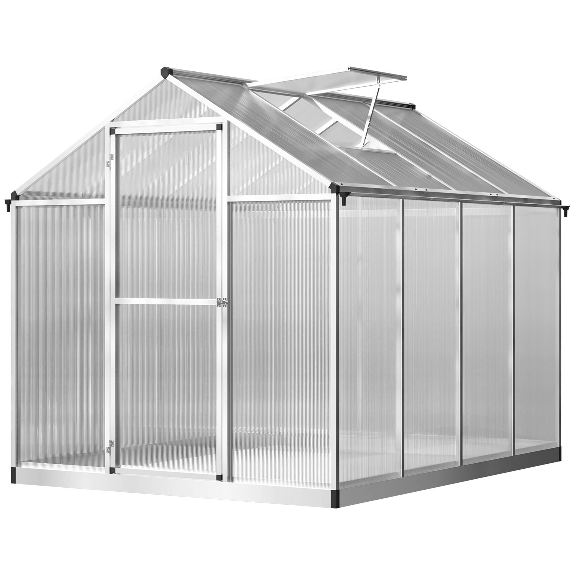 Sans Marque - Serre de Jardin Aluminium Polycarbonate 4,6 m² dim. 2,42L x 1,9l x 1,95H m Lucarne Porte loquet - Image 2