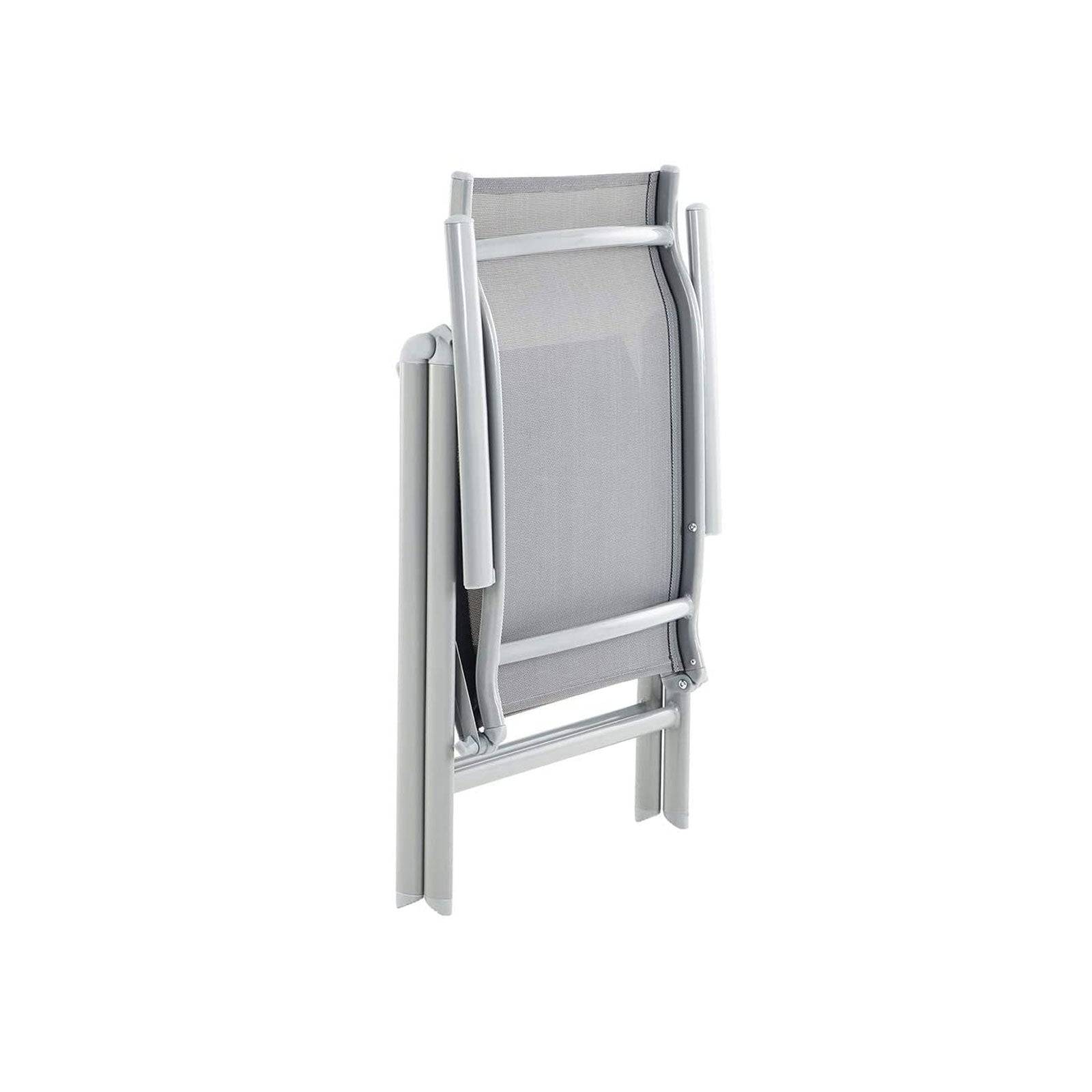 Helloshop26 - Lot de 4 chaises de jardin pliables sièges d'extérieur cadre en aluminium robuste dossier réglable sur 8 positions charge 150 kg gris - Imagen 2