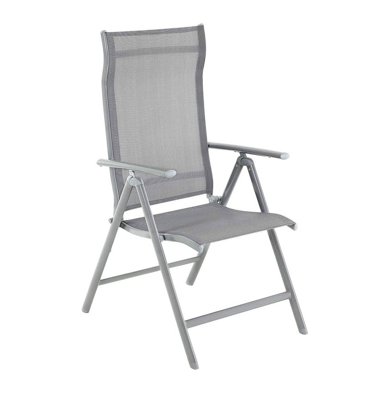 Helloshop26 - Lot de 4 chaises de jardin pliables sièges d'extérieur cadre en aluminium robuste dossier réglable sur 8 positions charge 150 kg gris - Imagen 1