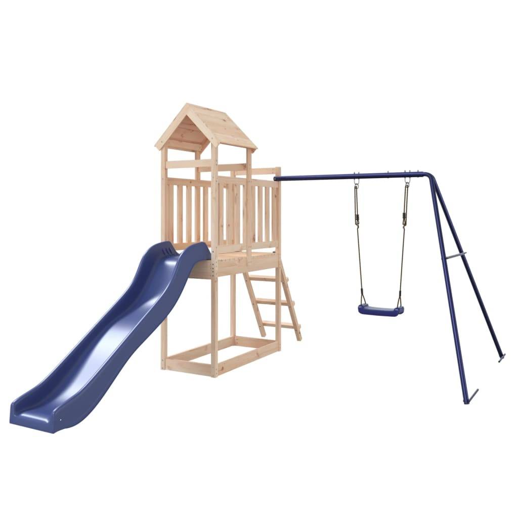 Helloshop26 - Aire de jeux d'extérieur balançoires toboggan portiques robuste jeux jardin 242 x 379 x 214 cm bois de pin massif - Imagen 1