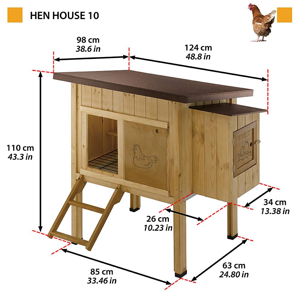 Ferplast - Ferplast Poulailler maisonnette pour poules pondeuses HEN HOUSE 10 d'extérieur, en bois FSC, pour environ 4 poules, accessoires inclus - Imagen 2