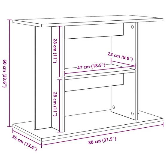 Meuble Aquarium Bois d'Ingénierie Support Rangement 80x35x60cm Gris Sonoma - ComfortXL Outdoor Living - Image 8